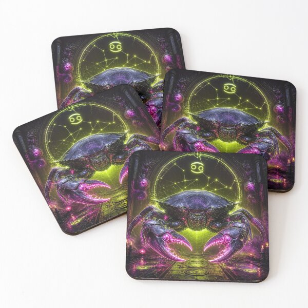 Item preview, Cyberpunk Cancer Zodiac - Neon Biomechanical Crab designed and sold by LazyDayzCo.