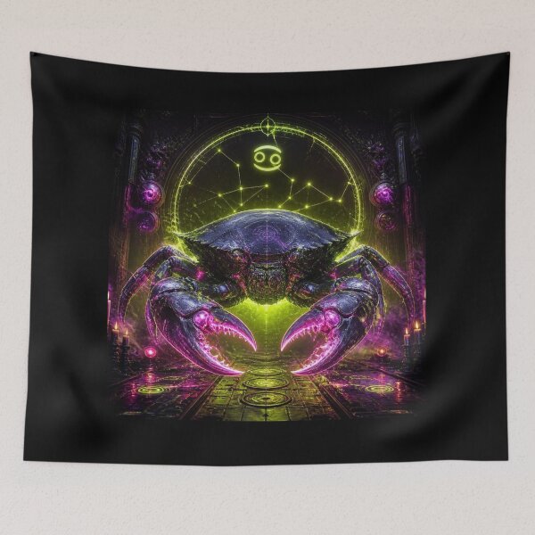 Item preview, Cyberpunk Cancer Zodiac - Neon Biomechanical Crab designed and sold by LazyDayzCo.