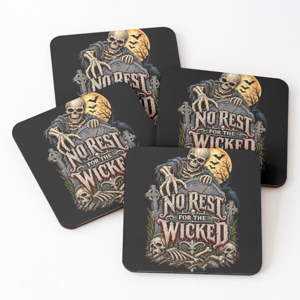 Item preview, No Rest for the Wicked – Gothic Skeleton Gravestone Halloween Horror Design designed and sold by RockitBaby.