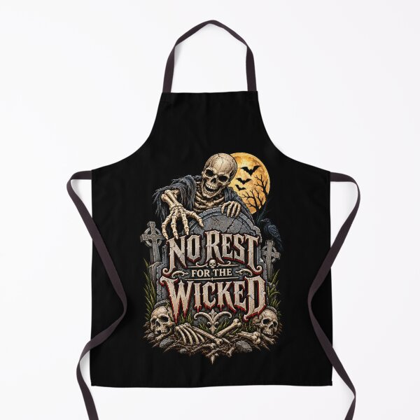 Item preview, No Rest for the Wicked – Gothic Skeleton Gravestone Halloween Horror Design designed and sold by RockitBaby.