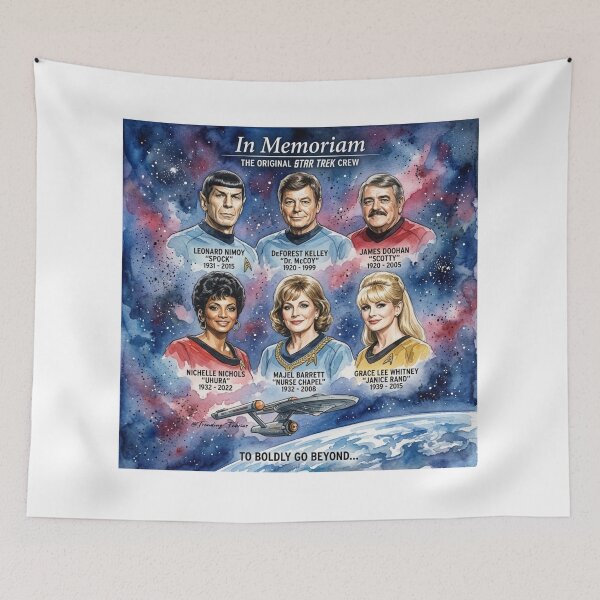 Item preview, Star Trek Original Crew Tribute Piece Poster, Shirts & Stickers designed and sold by TrendingFabrics.