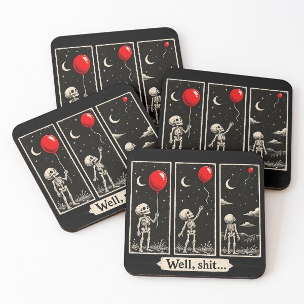 Item preview, Well Shit Skeleton & Lost Balloon – Funny Dark Humor Vintage Design designed and sold by WILLIAMS-BR.