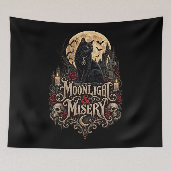 Item preview, Moonlight & Misery – Gothic Black Cat Full Moon Halloween Design designed and sold by RockitBaby.