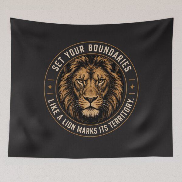 Item preview, Set Your Boundaries Like a Lion - Motivational Quote Lion Head Design designed and sold by Bennie Singh.