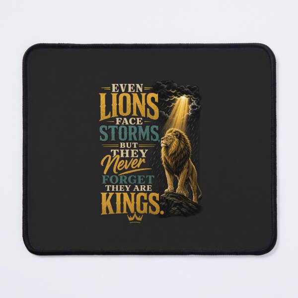 Item preview, Even Lions Face Storms Motivational Quote Lion King Typography Art designed and sold by Bennie Singh.