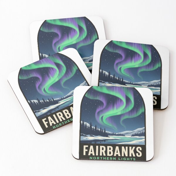 Item preview, Fairbanks Alaska Northern Lights Aurora Borealis Travel Sticker designed and sold by DetourDgn.