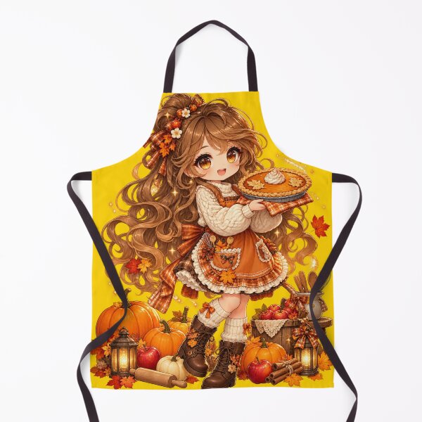 Item preview, Pumpkin Pie Sweetheart – Cozy Autumn Chibi Baker designed and sold by Kubbykat.