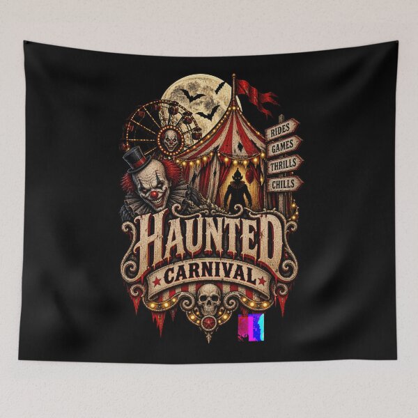 Item preview, Haunted Carnival – Creepy Clown Ferris Wheel Halloween Horror Design designed and sold by RockitBaby.