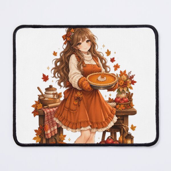 Item preview, Autumn’s Sweetest Baker – Cozy Anime Pumpkin Pie Girl designed and sold by Kubbykat.