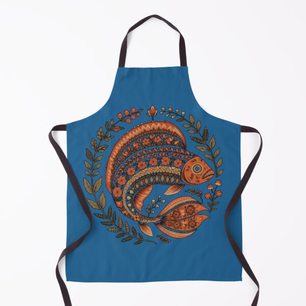 Item preview, Vintage Folk Art Fish with Floral Pattern on Black designed and sold by Mousy17.