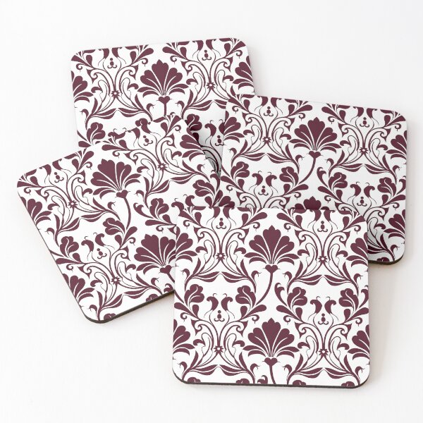 Item preview, Burgundy White Damask Floral Seamless Pattern designed and sold by ​Jyoti Digital Artist.
