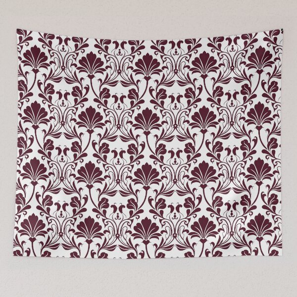 Item preview, Burgundy White Damask Floral Seamless Pattern designed and sold by ​Jyoti Digital Artist.
