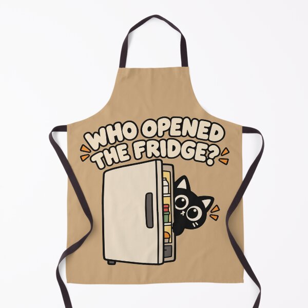Item preview, Who Opened the Fridge? Funny Black Cat designed and sold by MewMade.