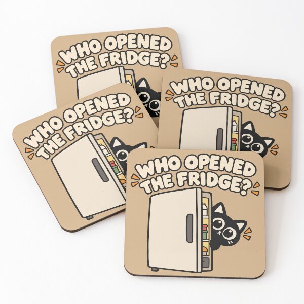 Item preview, Who Opened the Fridge? Funny Black Cat designed and sold by MewMade.