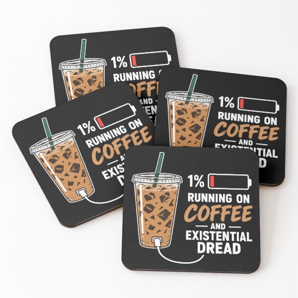 Item preview, Running on Coffee and Existential Dread – Funny Coffee Lover designed and sold by TontikDesign.