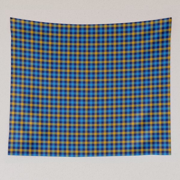 Item preview, Yellow And Blue On Navy Blue Gingham Check   designed and sold by PatternTitan.