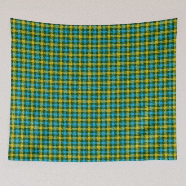 Item preview, Yellow And Blue On Green Gingham Check   designed and sold by PatternTitan.