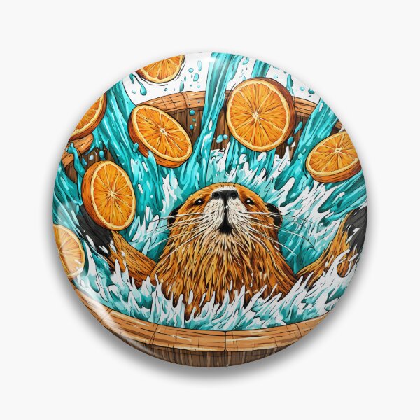 Item preview, Vibrant Otter Swimming in Citrus Waves Art designed and sold by Lunat1kk.