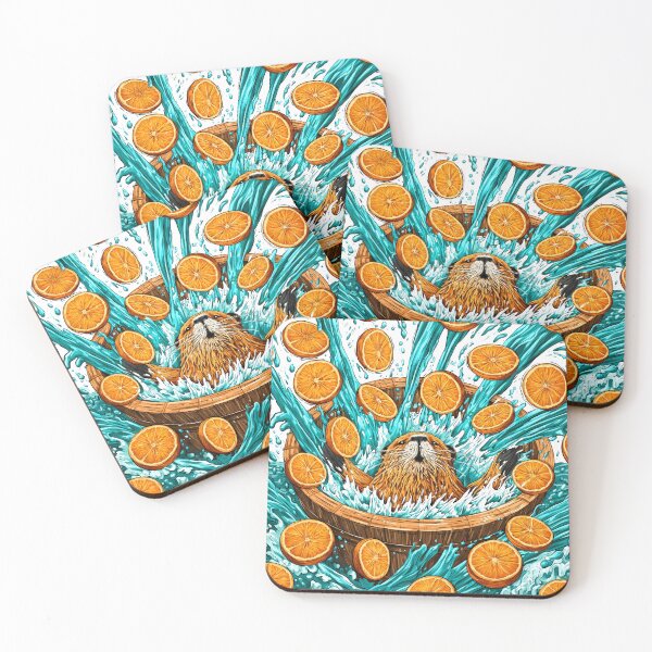 Item preview, Vibrant Otter Swimming in Citrus Waves Art designed and sold by Lunat1kk.