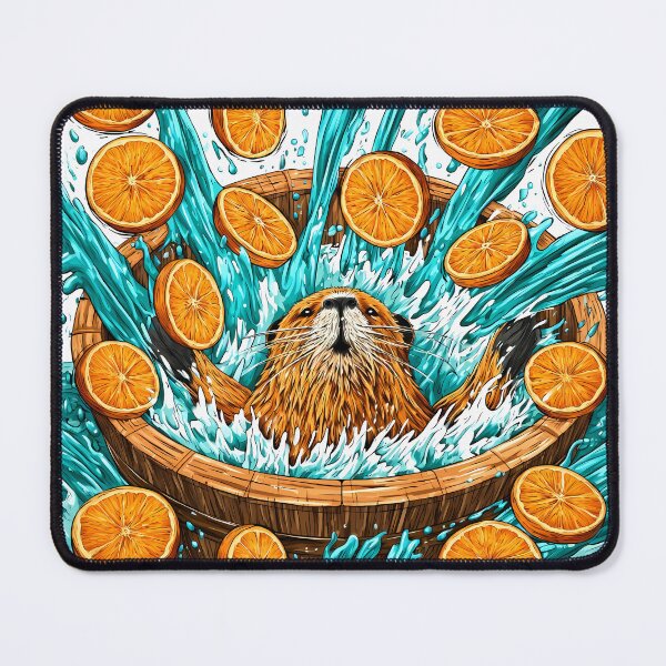 Item preview, Vibrant Otter Swimming in Citrus Waves Art designed and sold by Lunat1kk.