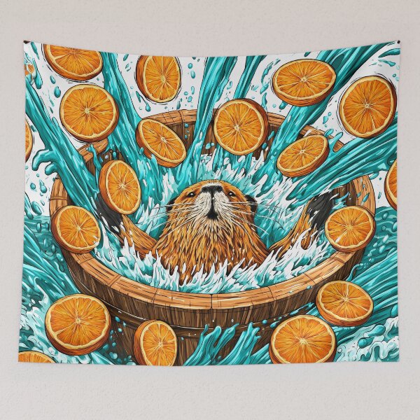 Item preview, Vibrant Otter Swimming in Citrus Waves Art designed and sold by Lunat1kk.