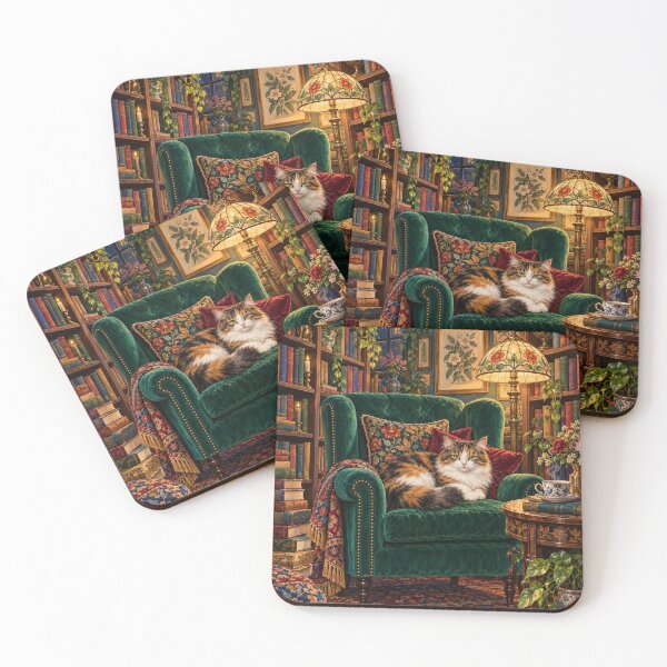 Item preview, The Bookshop Cat – Cozy Maximalist Library Cat designed and sold by Jaani-T.