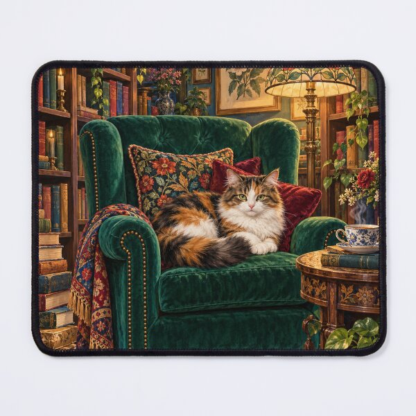 Item preview, The Bookshop Cat – Cozy Maximalist Library Cat designed and sold by Jaani-T.