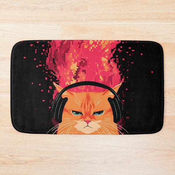 Item preview, Fiery Explosion Headphones Cat Art designed and sold by Lunat1kk.