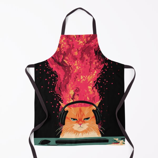 Item preview, Fiery Explosion Headphones Cat Art designed and sold by Lunat1kk.