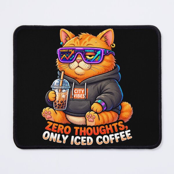Item preview, Zero Thoughts Iced Coffee Cat designed and sold by Natho Templates.