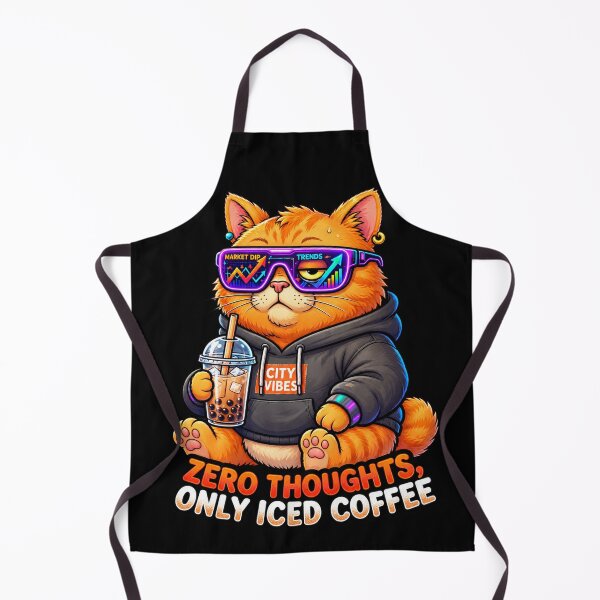 Item preview, Zero Thoughts Iced Coffee Cat designed and sold by  Natho Templates.