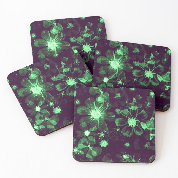Item preview, Moody Lime Green and Dark Plum Botanical Pattern designed and sold by Elżbieta  Kaps.