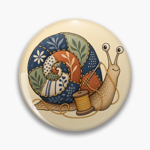 Item preview, Patchwork Snail with Golden Stitches and Sewing Spool designed and sold by lbenoraib.