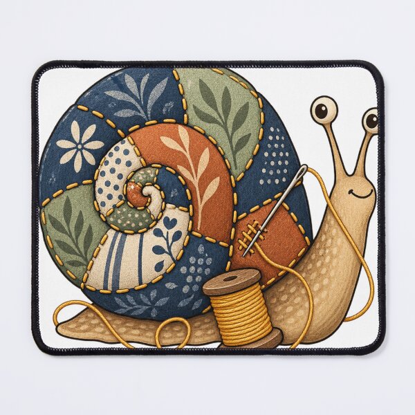 Item preview, Patchwork Snail with Golden Stitches and Sewing Spool designed and sold by lbenoraib.