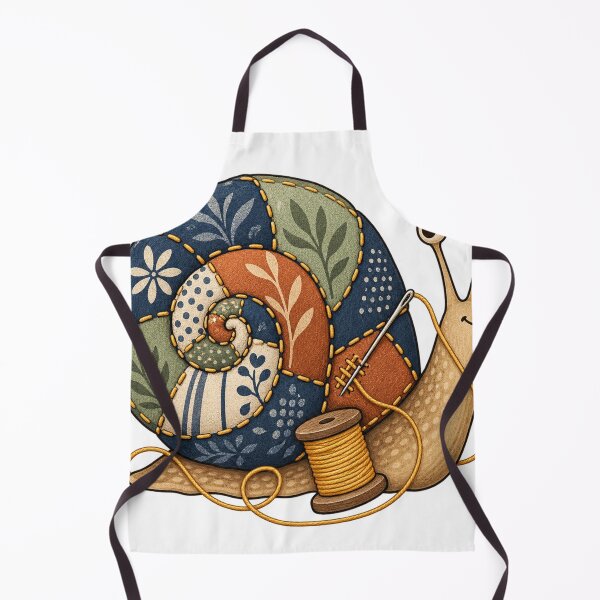 Item preview, Patchwork Snail with Golden Stitches and Sewing Spool designed and sold by lbenoraib.
