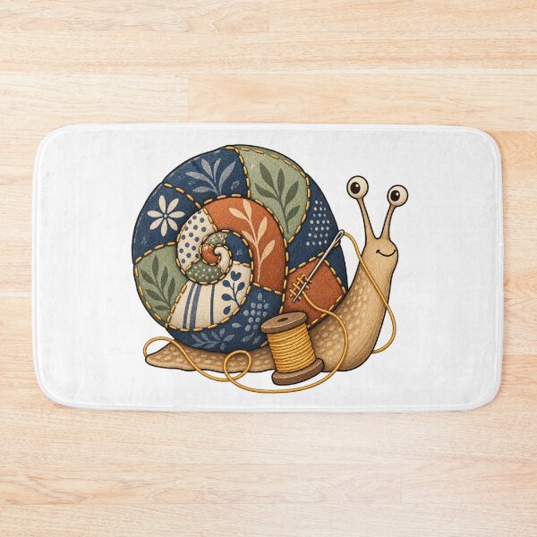 Item preview, Patchwork Snail with Golden Stitches and Sewing Spool designed and sold by lbenoraib.