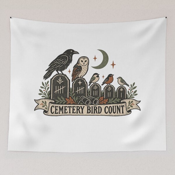 Item preview, Cemetery Bird Count Folk Art designed and sold by AMICO77.