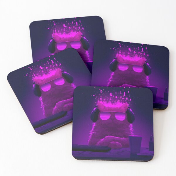 Item preview, Neon Synthwave Gamer Cat Art designed and sold by Lunat1kk.