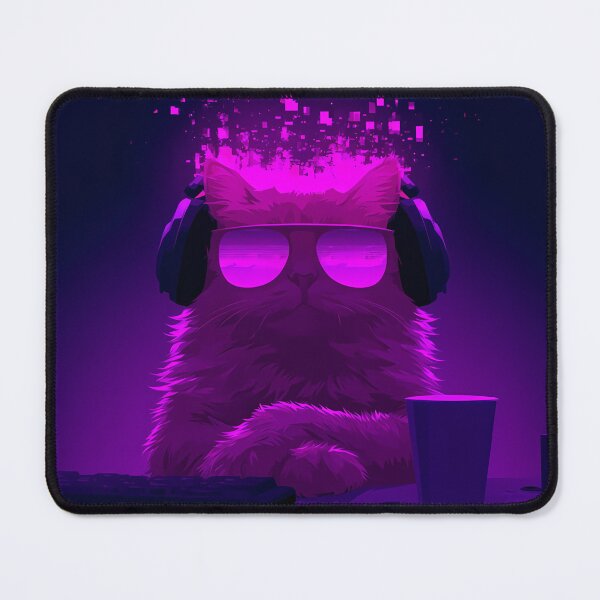 Item preview, Neon Synthwave Gamer Cat Art designed and sold by Lunat1kk.