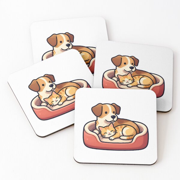 Item preview, A dog and a cat lying down together in a single dog bed designed and sold by Beleza e Estilo.