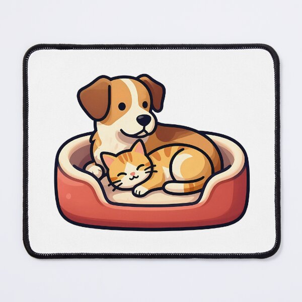 Item preview, A dog and a cat lying down together in a single dog bed designed and sold by Beleza e Estilo.
