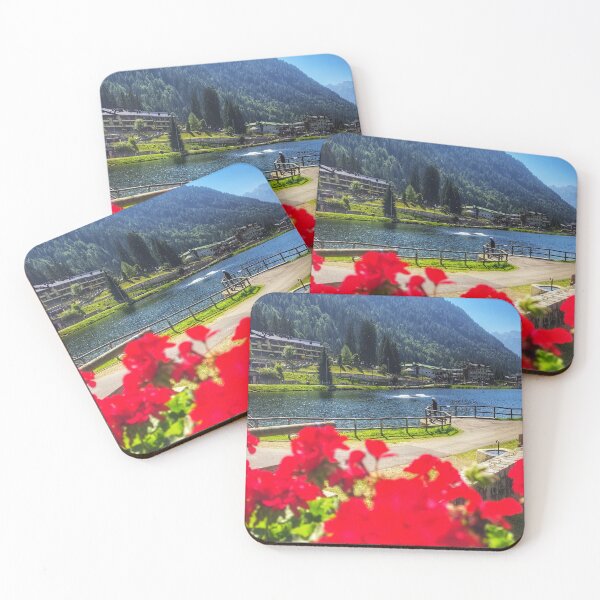 Item preview, Serene Alpine Lake Reflection – Crimson Floral Escape designed and sold by NaturalChroma.