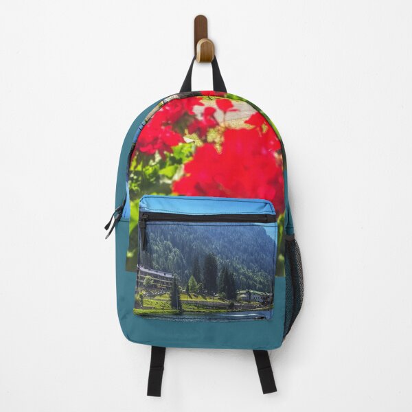Item preview, Serene Alpine Lake Reflection – Crimson Floral Escape designed and sold by NaturalChroma.