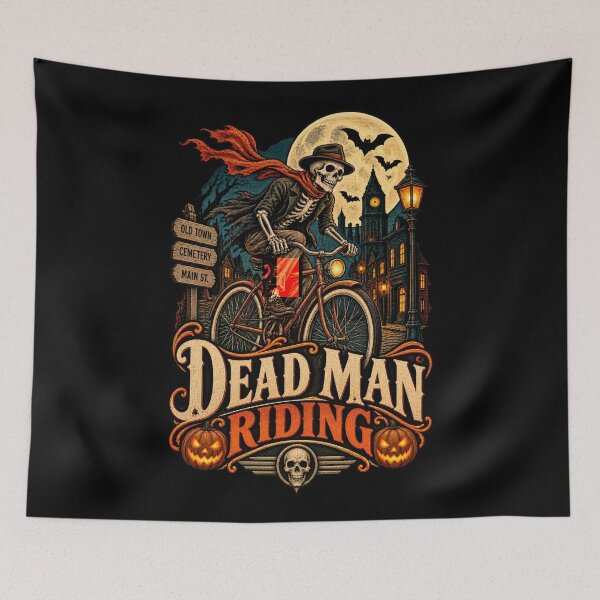 Item preview, Dead Man Riding – Skeleton on Vintage Bicycle Halloween Design designed and sold by RockitBaby.