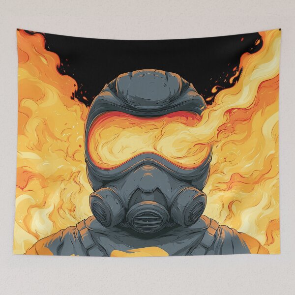 Item preview, Fiery Tactical Mask Warrior Art designed and sold by Lunat1kk.