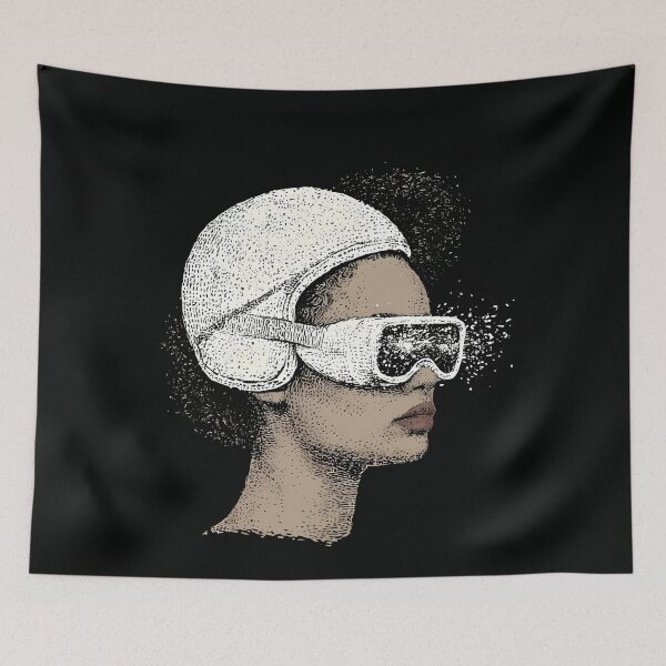 Item preview, Futuristic Cyber Visor Woman Portrait Art designed and sold by Lunat1kk.