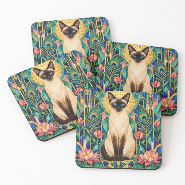 Item preview, Prismatic Siamese – Colorful Art Deco Cat designed and sold by Jaani-T.