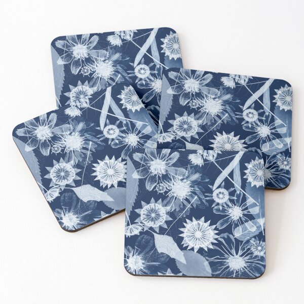Item preview, Moody Prussian Blue Cyanotype Floral Pattern designed and sold by Elżbieta  Kaps.