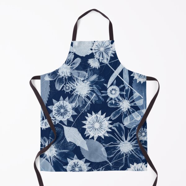 Item preview, Moody Prussian Blue Cyanotype Floral Pattern designed and sold by Elżbieta  Kaps.