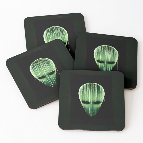 Item preview, Green Digital Code Alien Mask Art designed and sold by Lunat1kk.